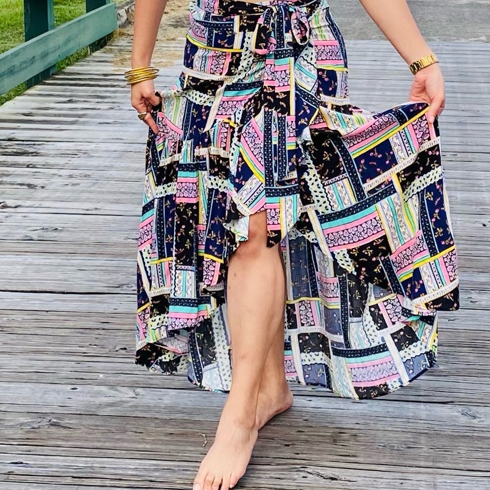 wrap skirt with print